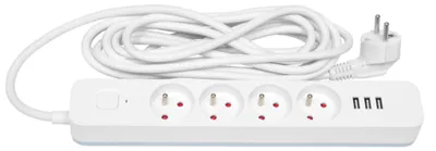 Obrázok produktu pre Predlžovací kábel Ecolite 3x1,5 mm², 3 m, 4 zásuvky, 3xUSB 2,4 A s vypínačom FU4-3
