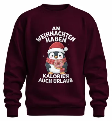 Immagine prodotto di Natale Pinguino Ciambella Calorie Avere Vacanze Divertente Regalo Unisex Felpa Pullover, Borgogna, XL