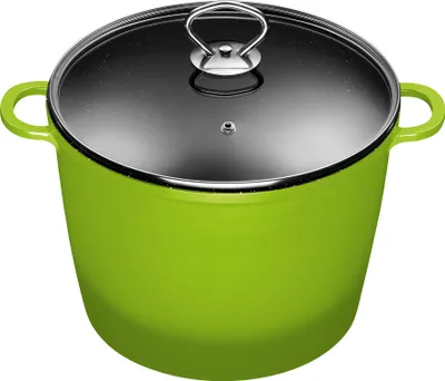 Produktbild von Ø24cm 7Liter Suppentopf ca.18cm hoch KING®  Aluguss mit Keramikbeschichtung Innen: FUSION / mit Glasdeckel / Farbe: Grün