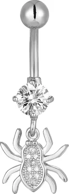 Produktbild von Karisma Edelstahl Bauchnabelpiercing Banana Anhänger Spinne Zirkonia - HB189 - Silber