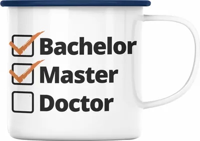 Produktbild von Trendation - Bachelor Geschenk Abschluss Emaille Tasse Spruch Master Graduation Bestanden Prüfung (Blau)