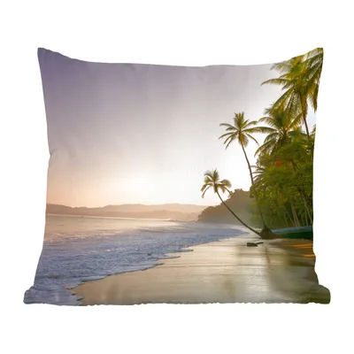 Produktbild von MuchoWow® Zierkissen Sofakissen Wohnzimmer Dekokissen 40x40 cm Strand - Sonnenuntergang - Tropisch - Foto Kissen - Schlafzimmer Dekoration