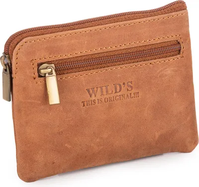 Obrázek produktu pro WILD This is original Pouzdro na klíče z pravé kůže Zip 2 řetízky na klíče Přední kapsa 11,5 cm Hnědá