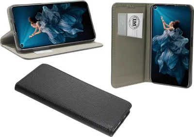 Produktbild von cofi1453® Buch Tasche "Smart" kompatibel mit HONOR 20 PRO Handy Hülle Etui Brieftasche Schutzhülle mit Standfunktion, Kartenfach Schwarz