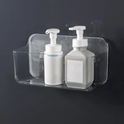 Image de Étagère de douche transparente en PET, grande, sans perçage