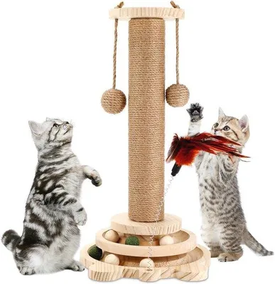 Produktbild von Famanu Interaktives Katzenspielzeug 4-in-1 mit Doppellagiger Drehscheibe und Sisalseil