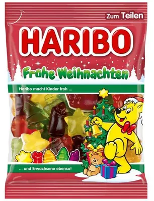 Obrázek produktu pro Haribo Veselé Vánoce ovocné žvýkačky s pěnovým cukrem 200g