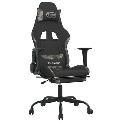 Produktbild von vidaXL Gaming-Stuhl mit Fußstütze Schwarz und Tarnfarben Stoff