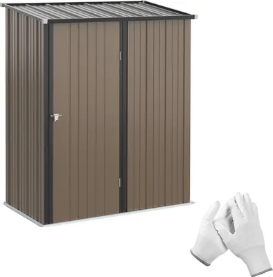 Produktbild von Gartenhaus 1,34 M² Geräteschuppen Mit Pultdach Aus Verzinktem Stahl, 161,5X94,5X196Cm, Braun