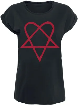 Produktbild von HIM T-Shirt Damen Dark Red Heartagram schwarz Band-Merch, Bands 100% Baumwolle M