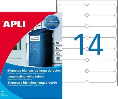 Immagine prodotto di etichette in film agipa resistenti alle intemperie 99,1 x 38,1 mm bianco 280 etichette