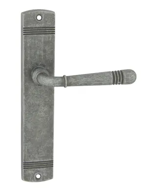 Produktbild von Domino Türdrücker-Garnitur PRESTO Langschild – Ohne Lochung Blind, Nickel Antik – Rustikale Türklinke für Innentüren