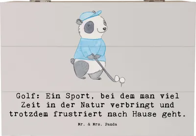 Produktbild von Mr. & Mrs. Panda Schatulle Golf Erlebnis 22 x 15 cm - Grau Pastell - Geschenk, Teamsport, Humor, Kiste, Sportler, Sport, Herausforderung, fotobox, Spiel, Geschenkbox
