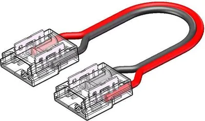 Produktbild von LED Strip-zu-Strip Verbinder – 2-polig, 8 mm, lötfrei mit 15 cm Verbindungskabel für COB LED-Streifen