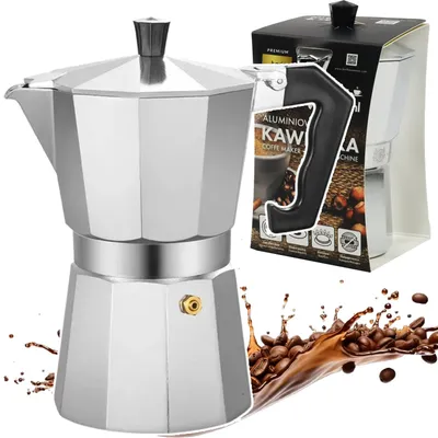 Zdjęcie produktu dla Dzbanek do kawy typu Moka z aluminium, pojemność 150 ml, przeznaczony do przygotowywania espresso na kuchence
