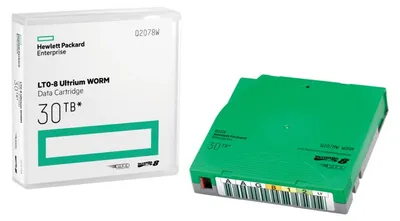 Immagine prodotto di HPE Ultrium WORM Data Cartridge - LTO Ultrium WORM 8 - 12 TB / 30 TB - Etichette di etichettatura - verde - per StoreEver LTO-8 Ultrium 30750, LTO-8 Ultrium 30750 TAA