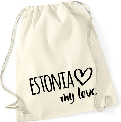 Produktbild von Huuraa Turnbeutel Estonia my love 12 Liter Natural Baumwolle Rucksack Geschenkidee