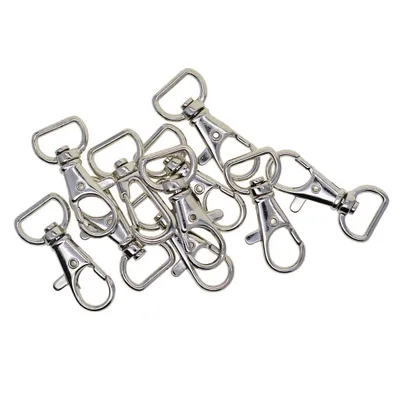 Obrázok produktu pre INF Otočné polkruhové krúžky s karabínkou 10 ks Strieborná 1.5 cm