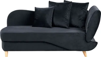 Produktbild von BELIANI Chaiselongue Rechtsseitig Schwarz Samtstoff mit Bettkasten Dekokissen Modern Récamiere Liegesofa Sitzmöbel Wohnzimmer Jugendzimmer