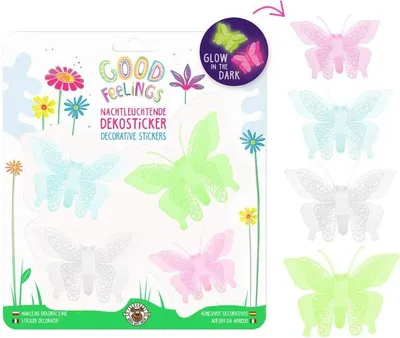 Produktbild von TRENDHAUS Dekosticker 3D Schmetterlinge nachtleuchtend 4 Stück