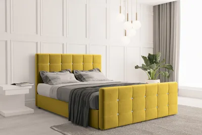 Obrázek produktu pro Kaiser Möbel skříňová postel s podstavcem a matrací 200 cm x 200 cm, postel do ložnice ROMA žlutá + topper H3