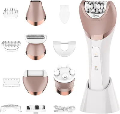 Produktbild von MODFU Epilierer 6 in 1 Haarentferner Damen Epilierer, Rasierer Frauen mit usb,Kabellos, Haarentfernungsgerät mit LED-Licht, IPX7 wasserdicht, Epilierer intimbereich, Gesichtsmassagegerät, Hornhautentferner