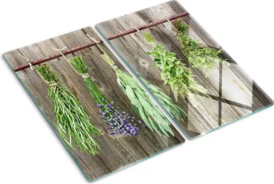Obrázek produktu pro Kryt varné desky – Kryt na indukční desku – Ochranná skleněná deska – 2x30x52 cm– Skleněné ochranné desky na sporák –Tvrzené sklo –Bylinný provázek