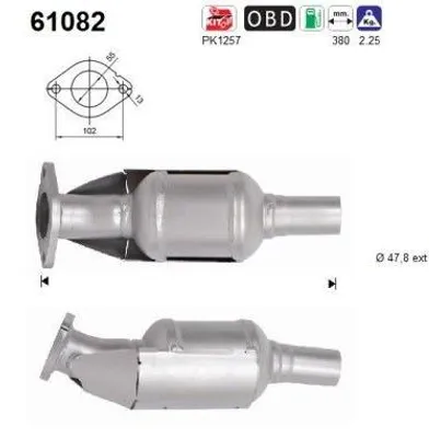 Produktbild von AS Katalysator Kat für HYUNDAI Tucson (TL, TLE) Euro 6 61082