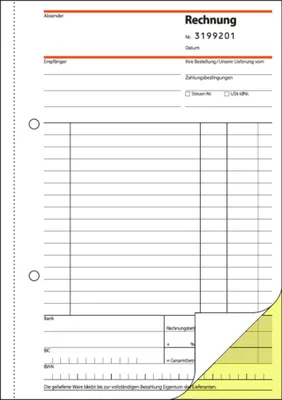 Produktbild von SIGEL SD131 Rechnungen, mit fortlaufender Nummerierung, 1. u. 2. Blatt bedruckt, A5, selbstdurchschreibend, 2 x 50 Blatt