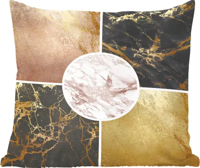 Produktbild von MuchoWow® Zierkissen Sofakissen Wohnzimmer Dekokissen 40x40 cm Marmor - Gold - Luxus - Foto Kissen - Schlafzimmer Dekoration