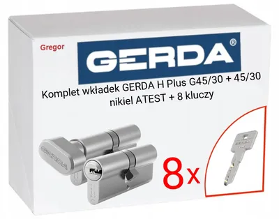 Produktbild von Gerda H Plus Zylinder 45/30 + 45/30 Nickel 8 Schlüssel