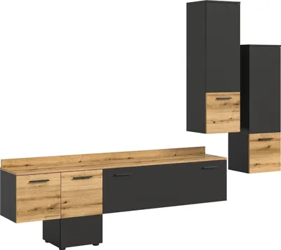 Produktbild von Wohnwand >Goal< in Grau - 247x196x37cm (BxHxT)