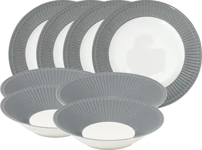 Produktbild von Greengate Alice Tafelset stone grey 8tlg