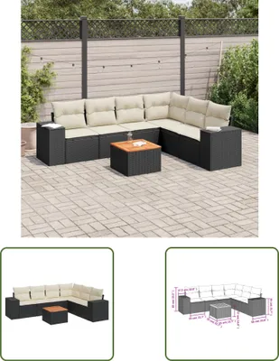 Produktbild von The Living Store 7-tlg. Garten-Sofagarnitur mit Kissen Schwarz Poly Rattan