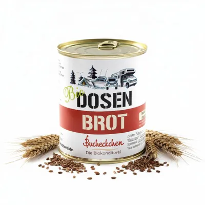 Produktbild von Dosenbrot Roggen-Vollkornbrot 6x400g Vegan 5 Jahre haltbar Camping Outdoor Prepper Nahrung DE-ÖKO-001