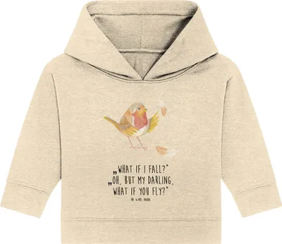 Produktbild von Mr. & Mrs. Panda Organic Baby Hoodie Rotkehlchen Federn 24. - 36. Monat - Natural Raw - Geschenk, Motivationsbilder, fliegen, Spruch Mut, Vogel, Lustige Sprüche