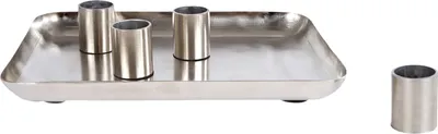 Produktbild von Metall Kerzentablett - silber - mit 4 magnetischen Kerzenhaltern