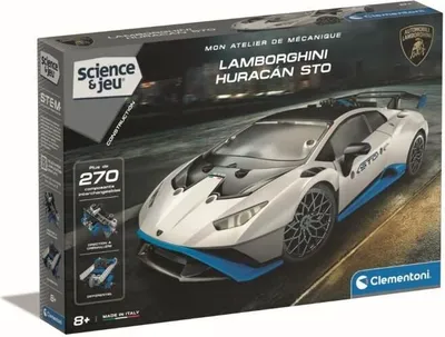 Produktbild von CLEMENTONI – Lamborghini Huracan STO zum Bau – Lenkbare Räder – Bebildertes Handbuch und Anwendung für 3D-Visualisierung – Fabri