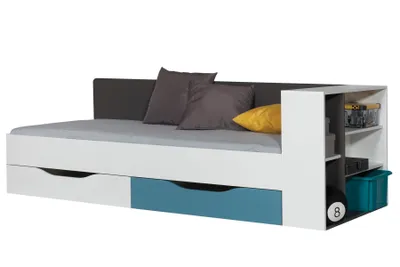 Produktbild von Furniture24 Bett 90X200 Cm Tablo Ta12 Mit 2 Schubladen Regal Und Taschenfederkernmatratze