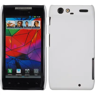 Produktbild von PhoneNatic Case kompatibel mit Motorola Razr - Hülle weiß gummiert Hard-case + 2 Schutzfolien