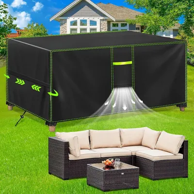 Productafbeelding van Beschermhoes voor tuinmeubels, waterdicht, winterbestendig, 420D Oxford, 200x100x75 cm, zwart