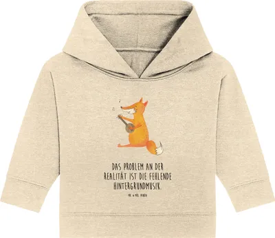 Produktbild von Mr. & Mrs. Panda Organic Baby Hoodie Fuchs Gitarre 12. - 18. Monat - Natural Raw - Geschenk, Singen, Musik, Optimistisch, Kapuzensweatshirt, Sänger, Sängerin