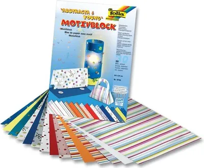 Produktbild von Folia Motivblock Abstracta & Young, 24 x 34 cm, mehrfarbig (30er Pack)