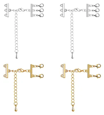Mehrstrang-Verbinder, 4 Stück, Legierung, Silber/Gold, 8 cm, für Schmuck