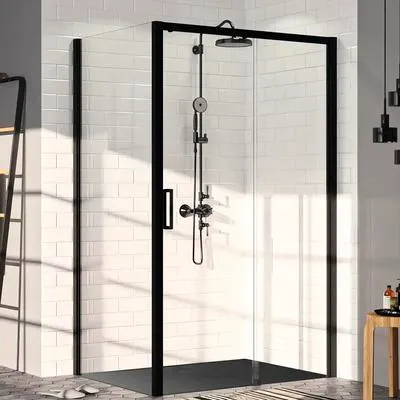 Obrázek produktu pro Boční stěna pro sprchové dveře Hüppe Classics 2 EasyEntry 90 cm barva rámu černá dekor skla čiré sklo HUPPE C25404.123.322