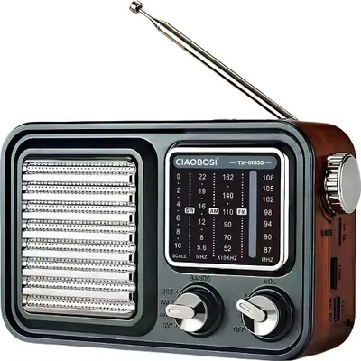 Image de Avizar, radio rétro FM/AM/SW avec lecteur MP3 USB, noir/argent