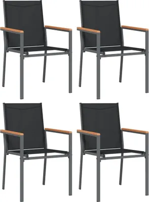 Productafbeelding van vidaXL Tuinstoelen, 4 stuks, zwart, 55x61,5x90 cm, textiel en staal