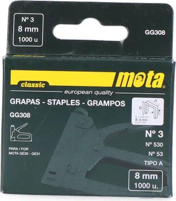 Image de Agrafes n° 3, 8 mm, 1000 pièces. Gg308 Mota