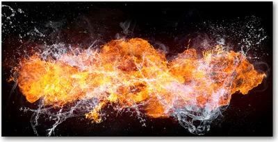 Produktbild von Tulup Glas-Bild -140x70- Wandkunst Dekorative Wand für Küche & Wohnzimmer - Kunst: modern & klassisch - Feuer gegen Wasser - Orange