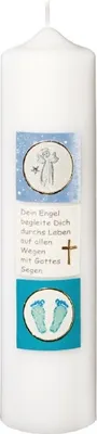 Produktbild von Taufkerze Jungen 25 x 6 cm mit Namensverzierung und Geschenkkarton Nr. 95